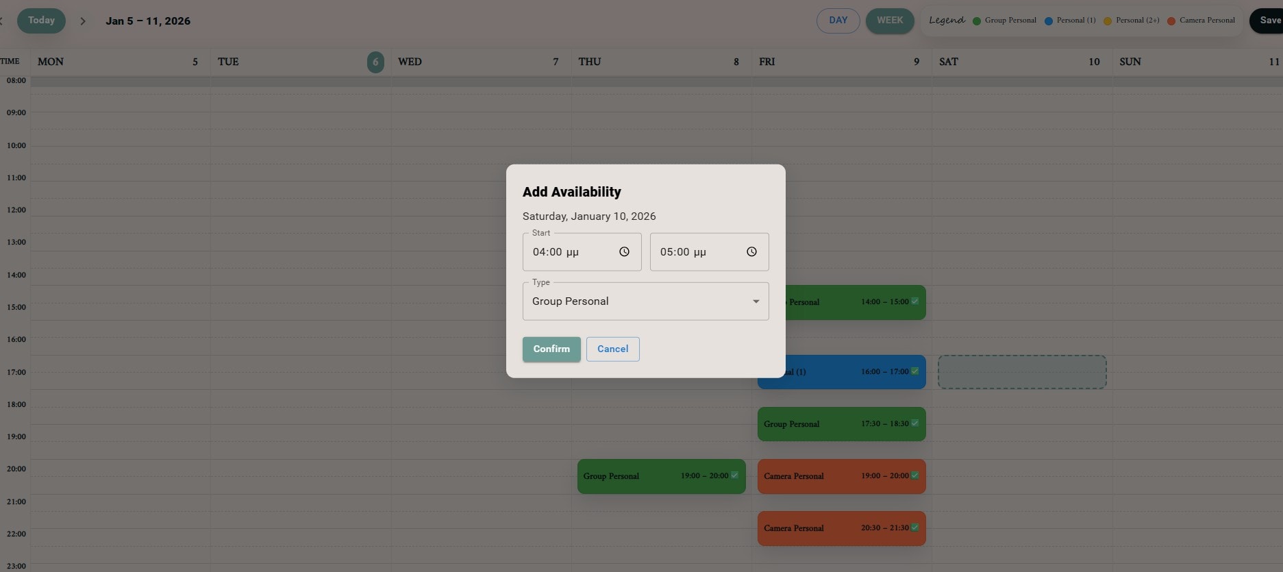 Schedule Management (Admin)