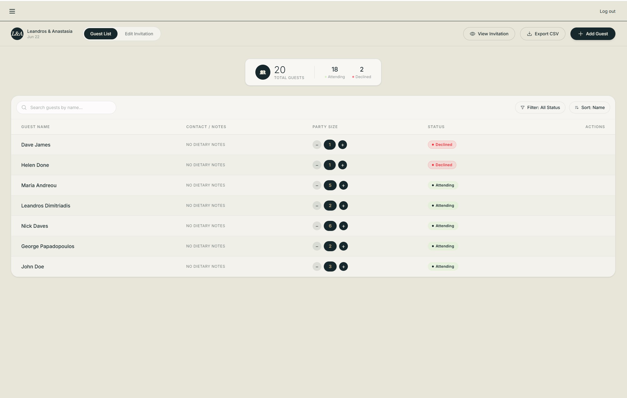 Guest Management Dashboard